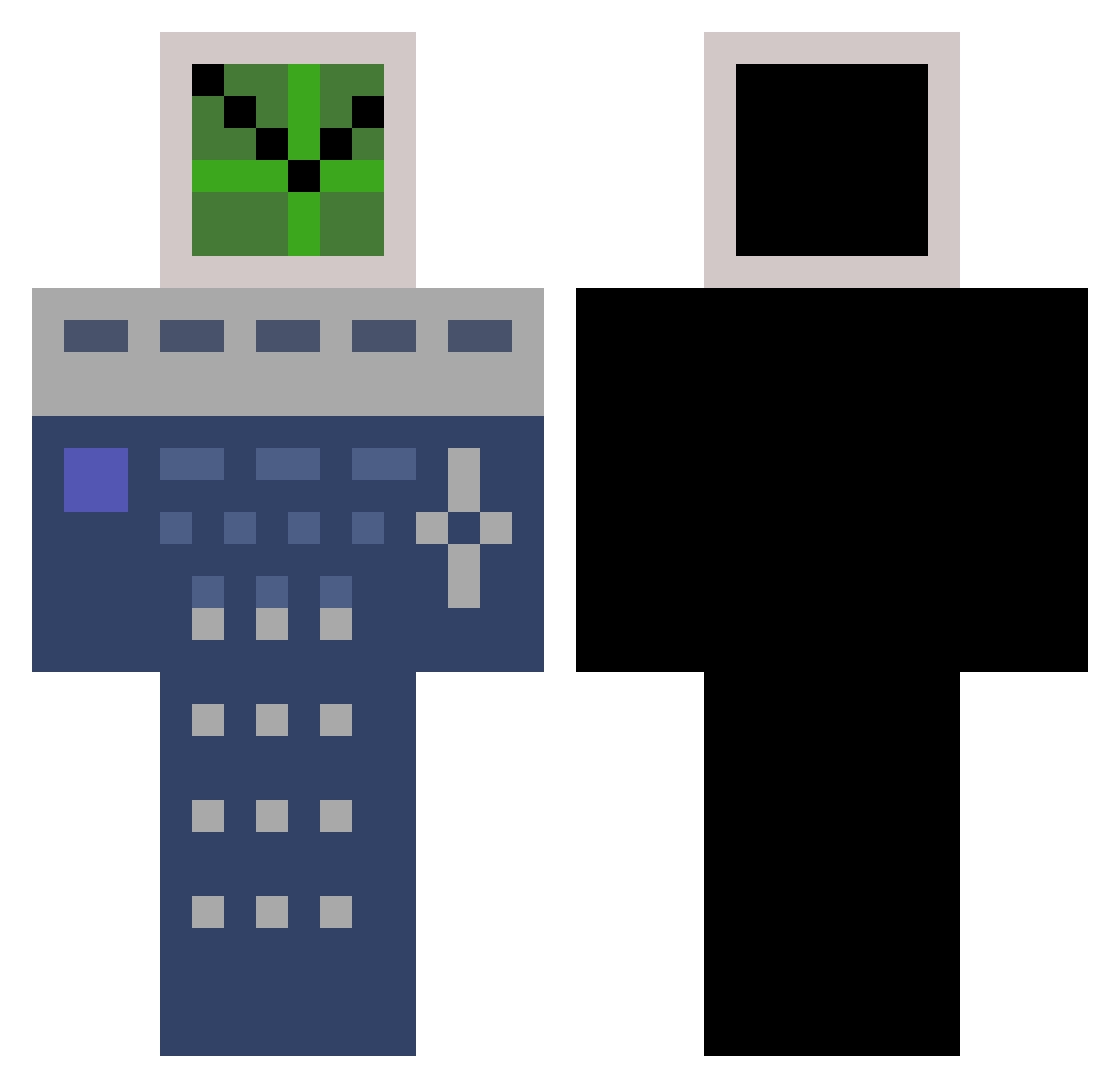 Sheetless Minecraft skin, front and back view