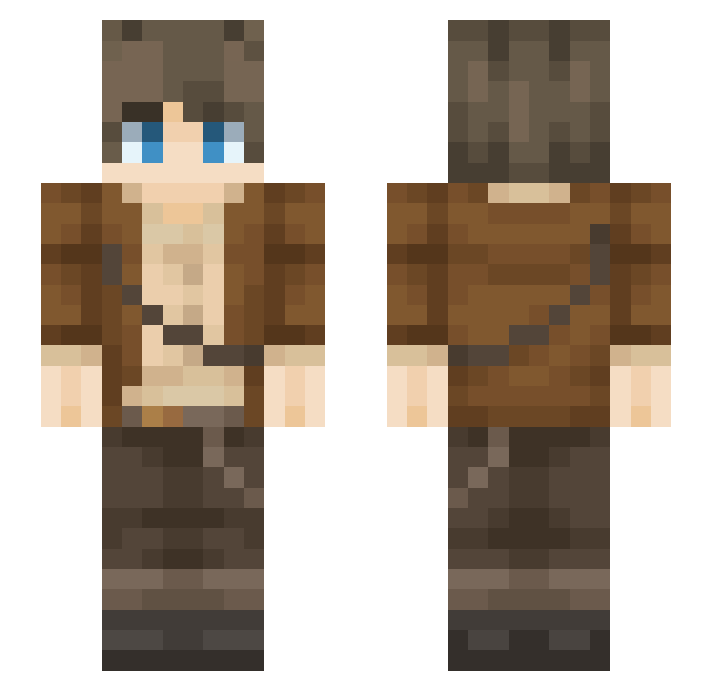 Preemptively Minecraft skin, front and back view