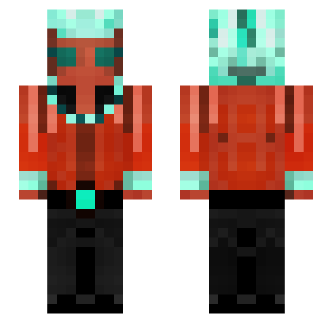 Gejv Minecraft skin, front and back view