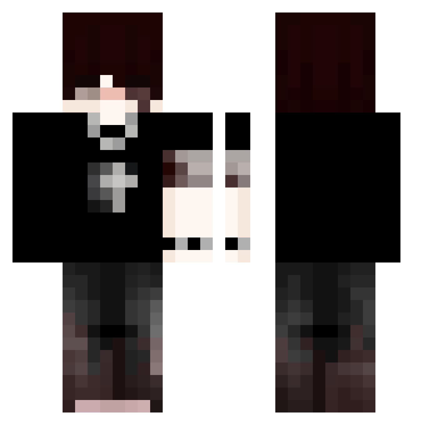 finsterbtw Minecraft skin, front and back view