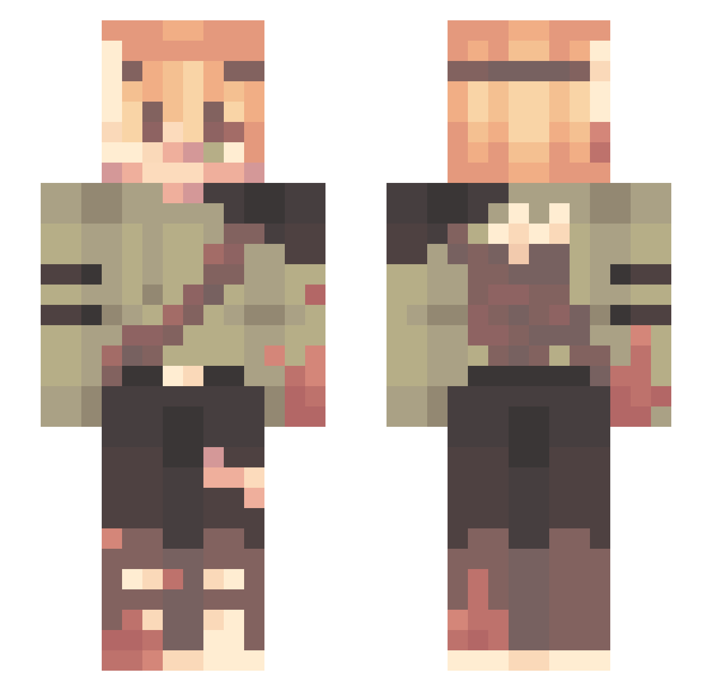 LeopardGamer Minecraft skin, front and back view