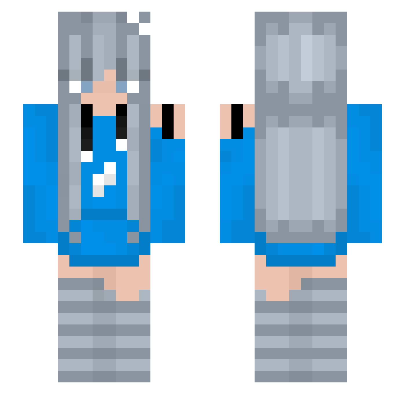 SnowBNJ Minecraft skin, front and back view