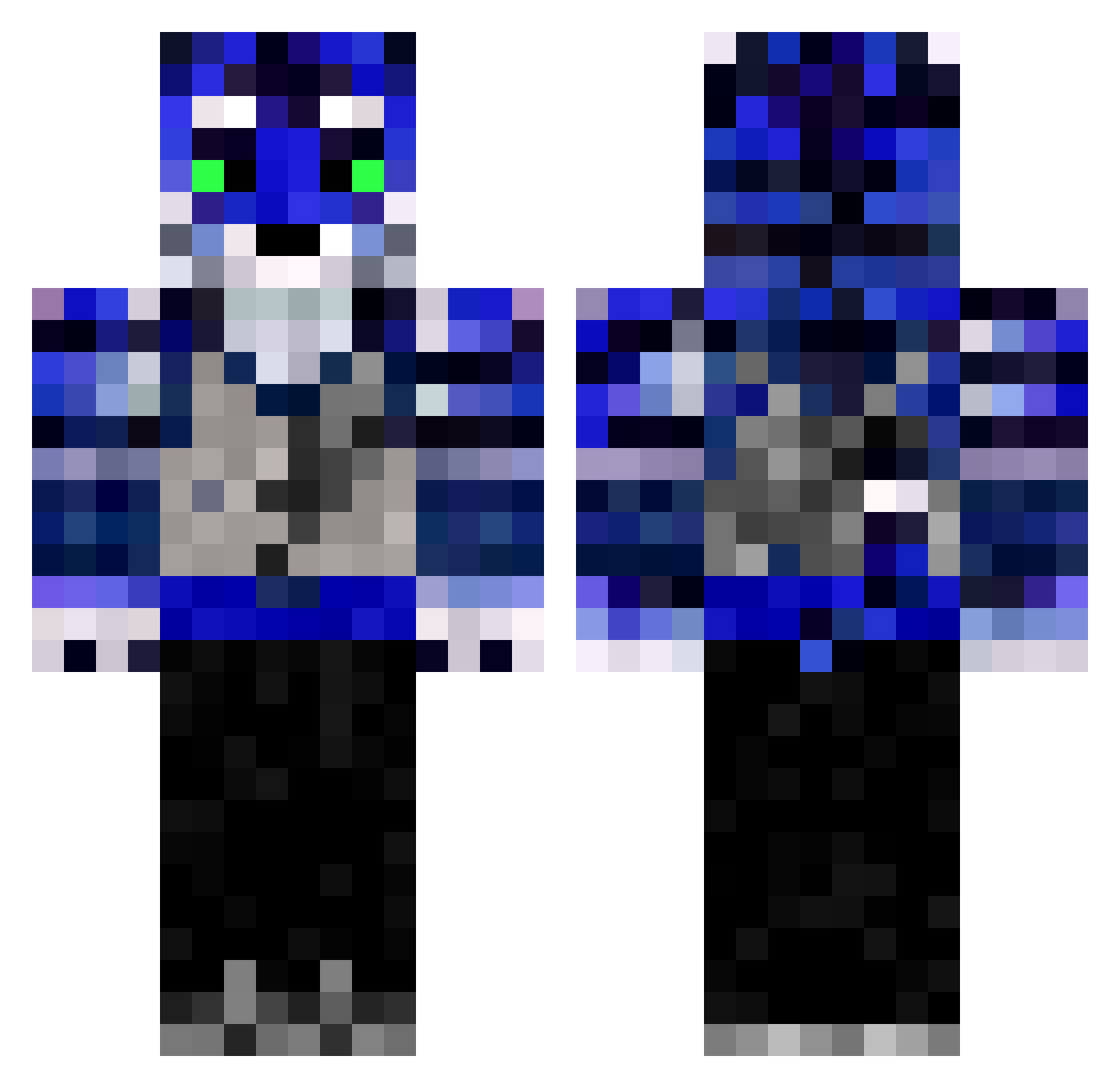 TrynxYT Minecraft skin, front and back view