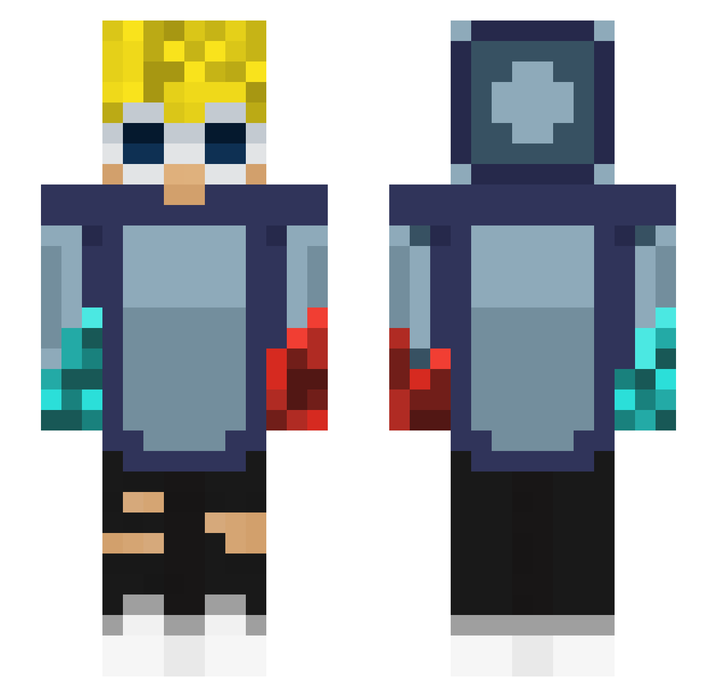 Hypixel_Bedwars Minecraft skin, front and back view