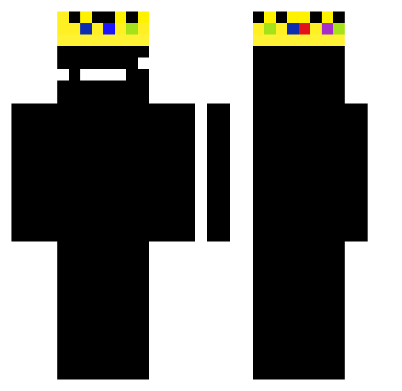 Vexalotle Minecraft skin, front and back view