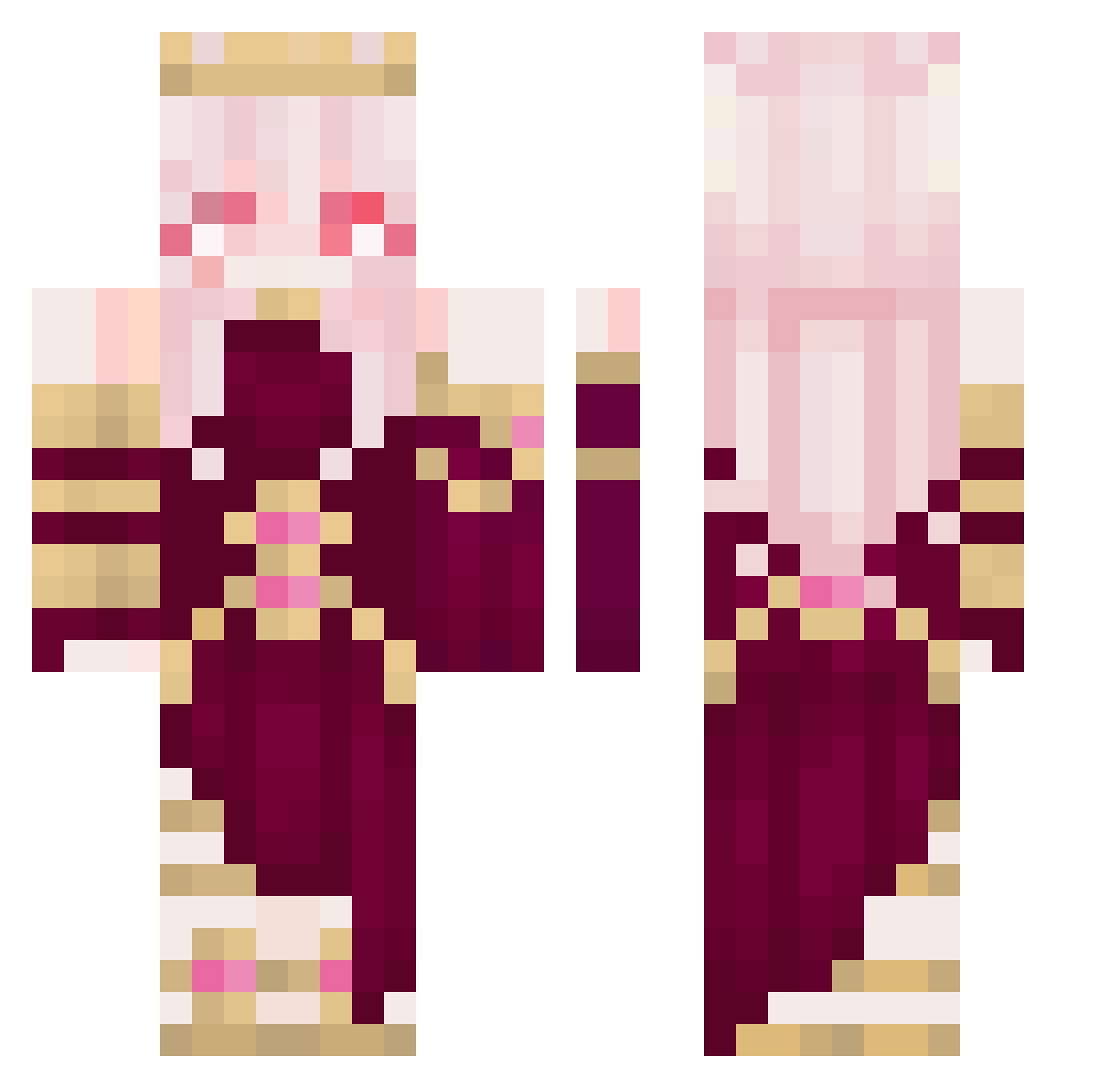 Avalante Minecraft skin, front and back view