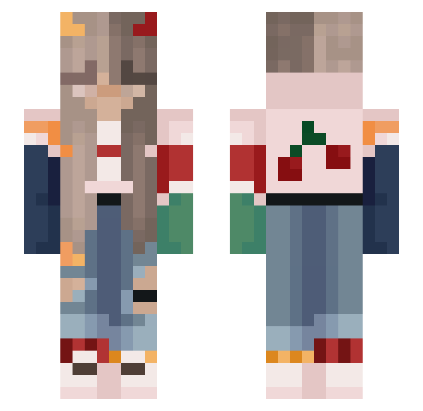 Yumye Minecraft skin, front and back view