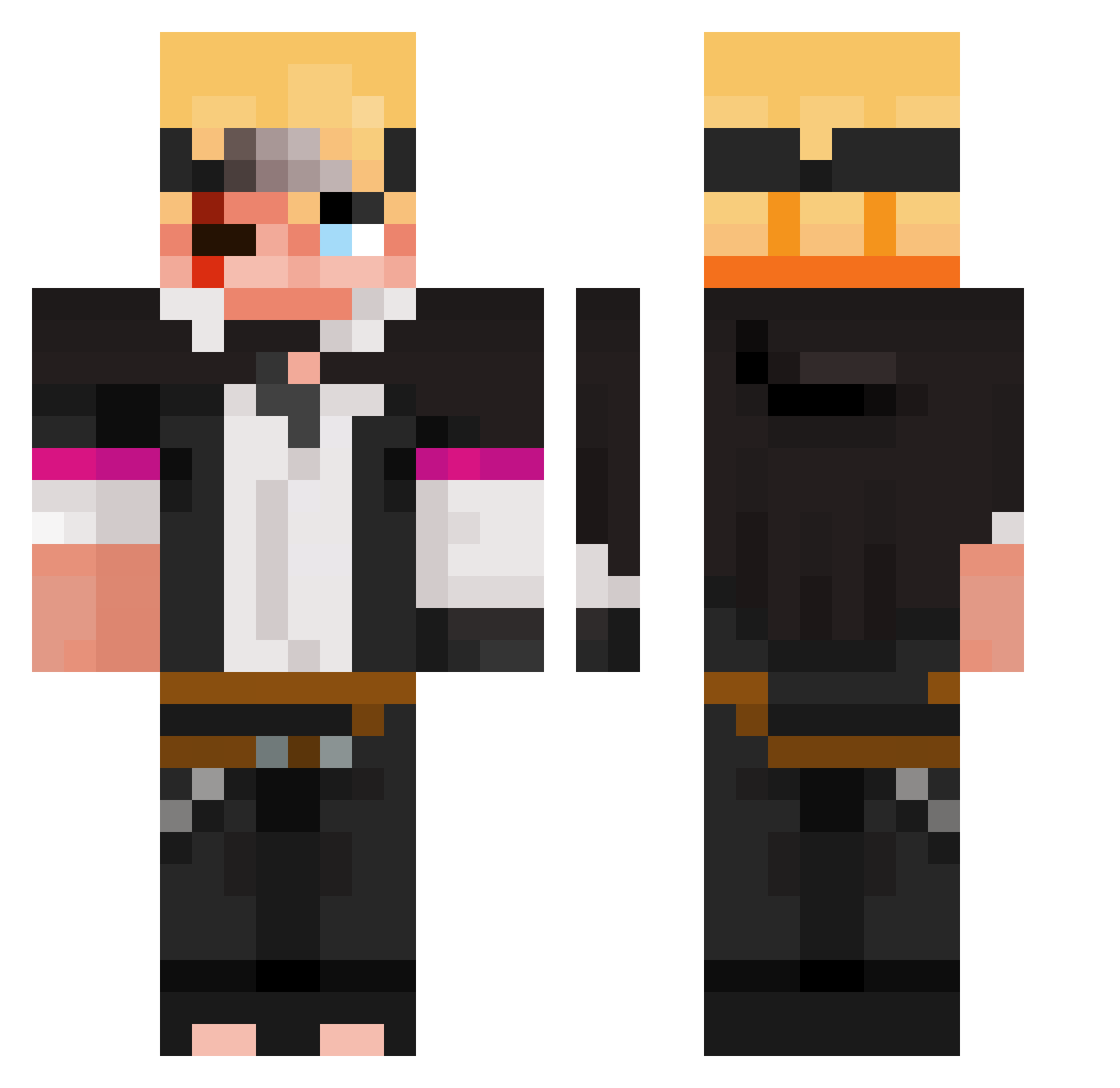 Auramz Minecraft skin, front and back view