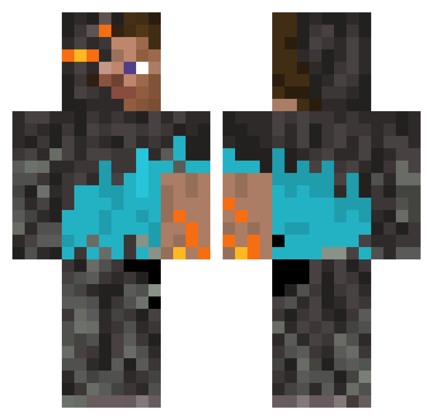 badtothebones21 Minecraft skin, front and back view