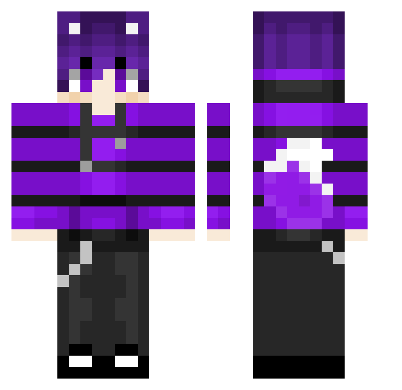 Talocrural Minecraft skin, front and back view