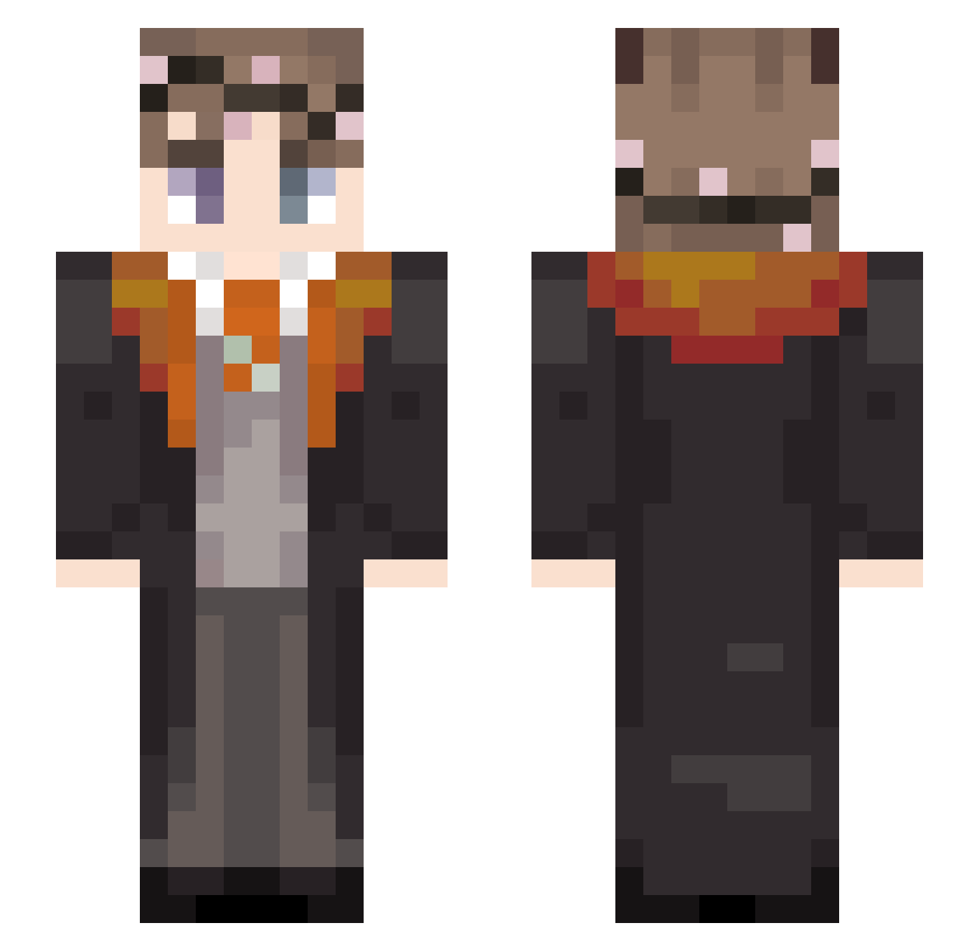 Sansation Minecraft skin, front and back view