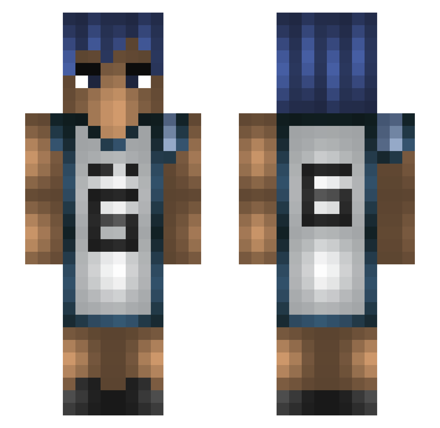 Sqreen Minecraft skin, front and back view