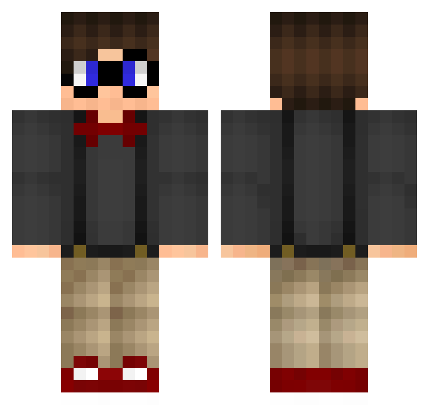salutes Minecraft skin, front and back view