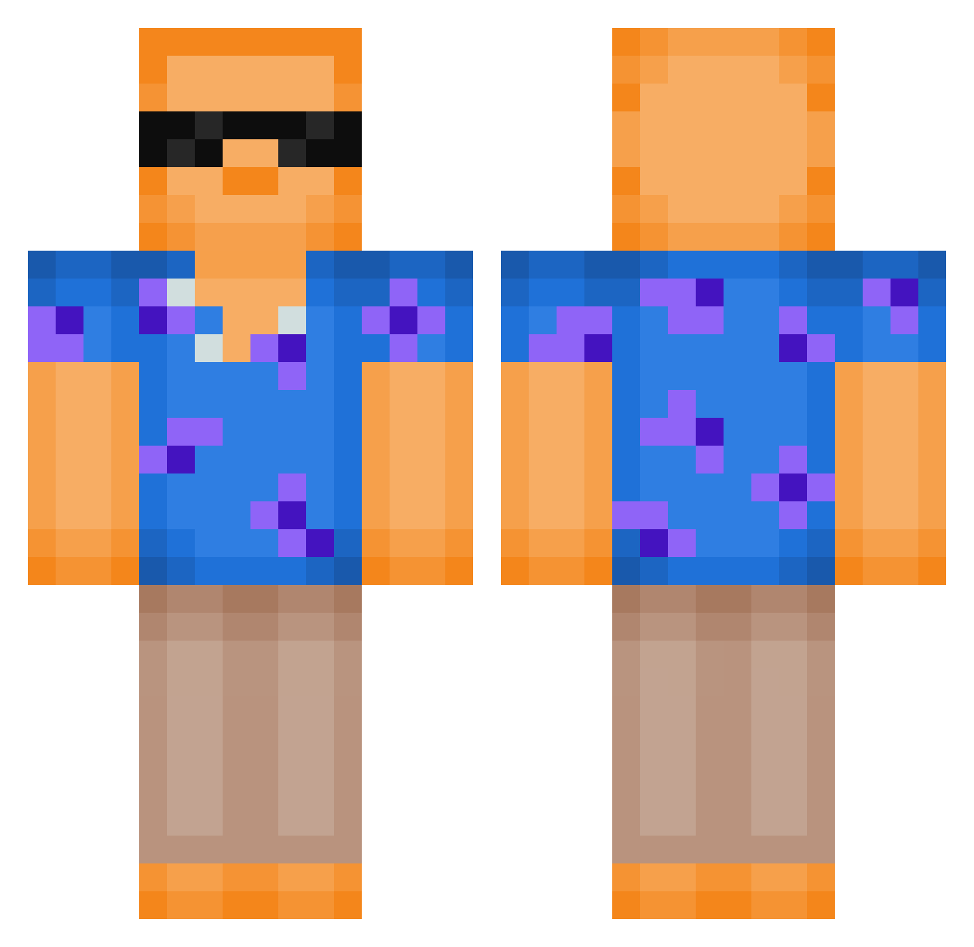 BananerBread Minecraft skin, front and back view