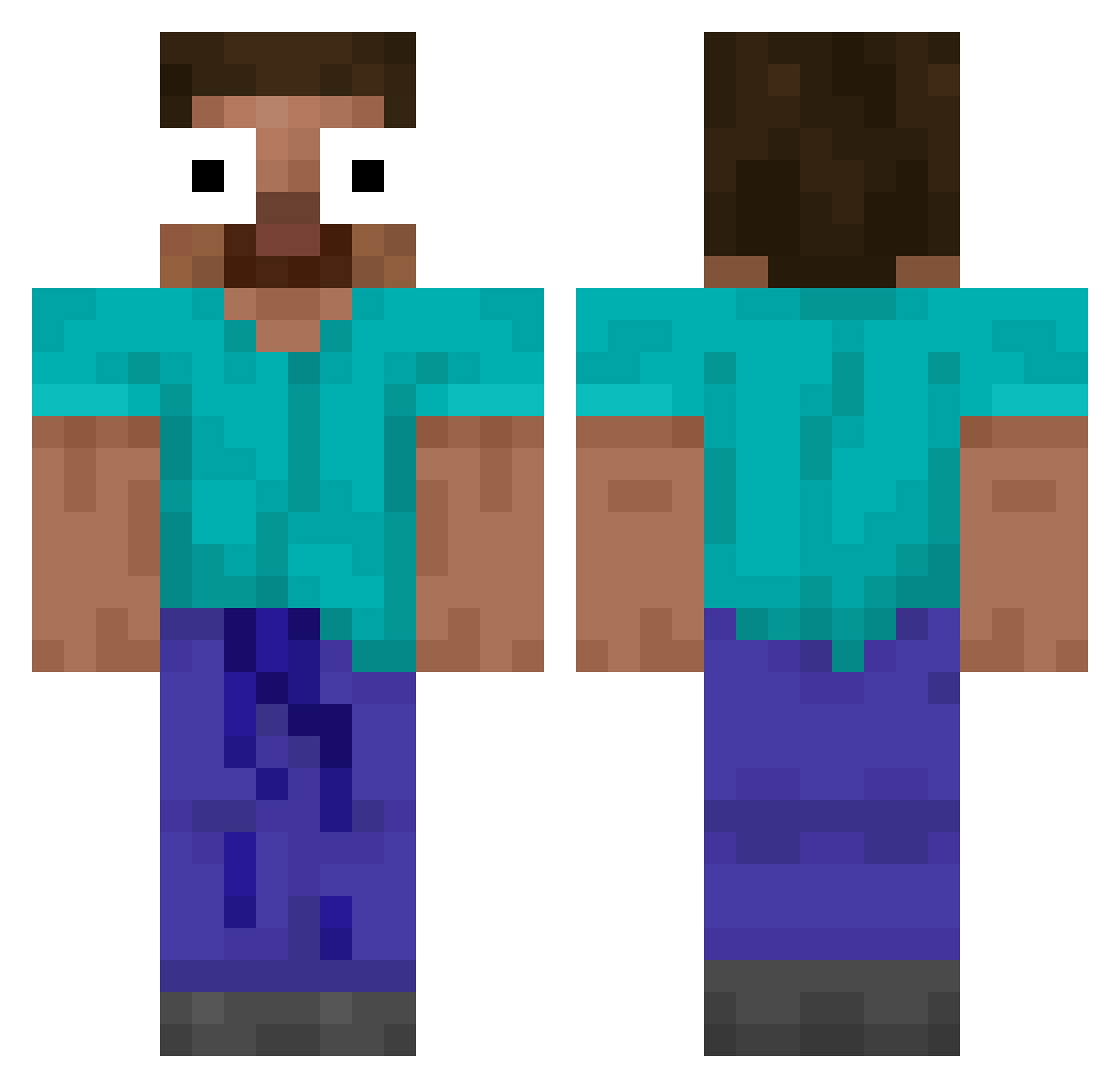 Boneified Minecraft skin, front and back view