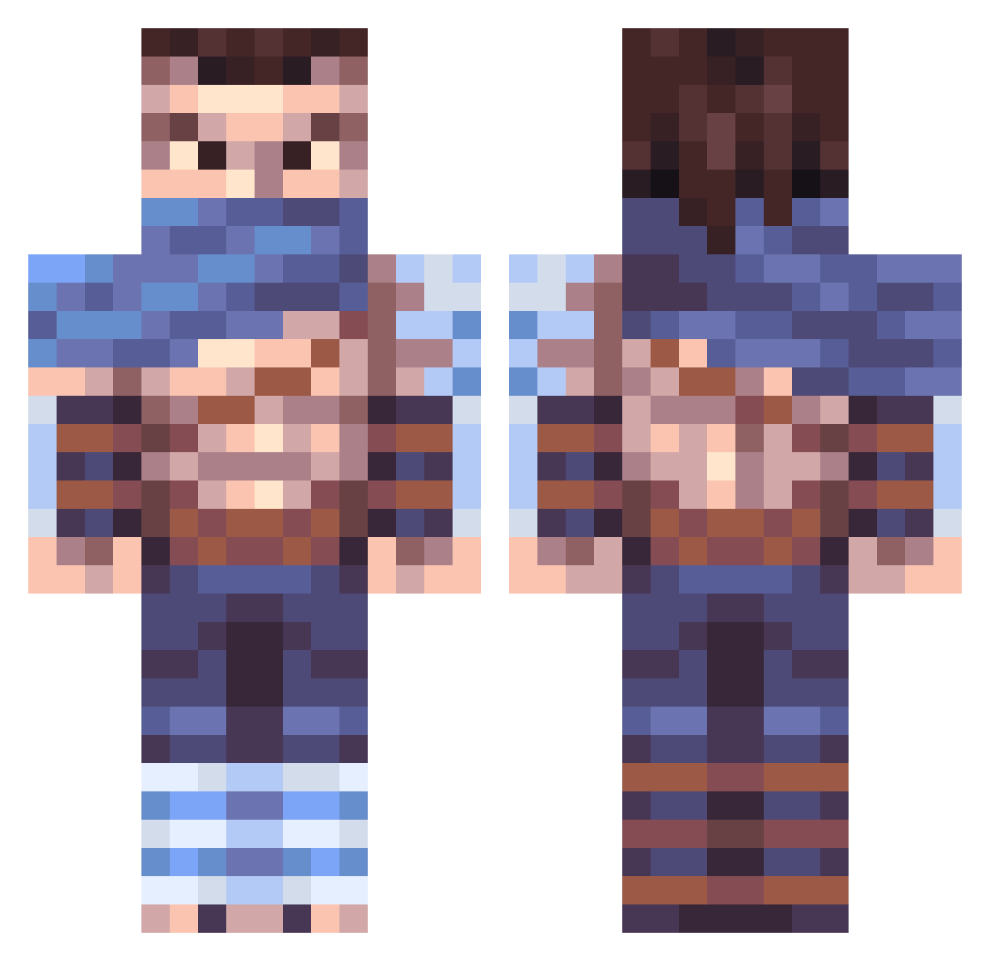 melepelecwele Minecraft skin, front and back view