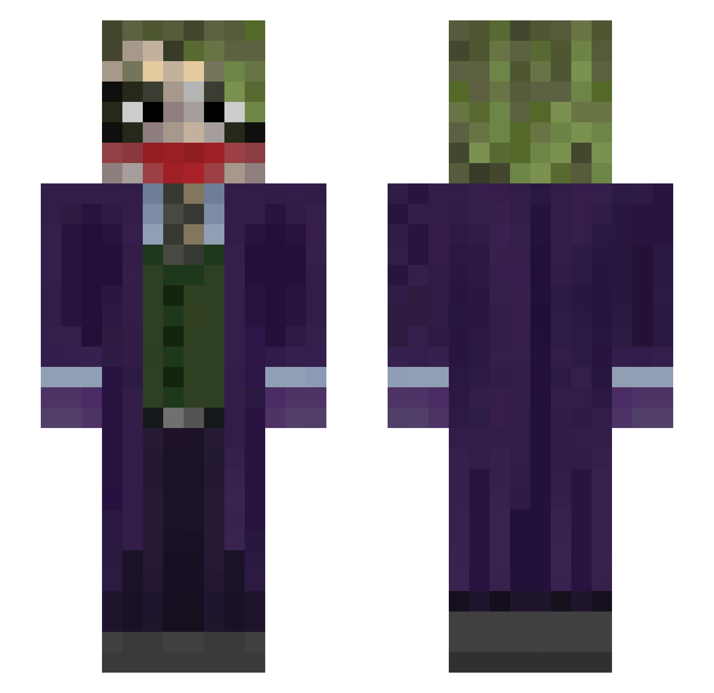 cocodeus Minecraft skin, front and back view