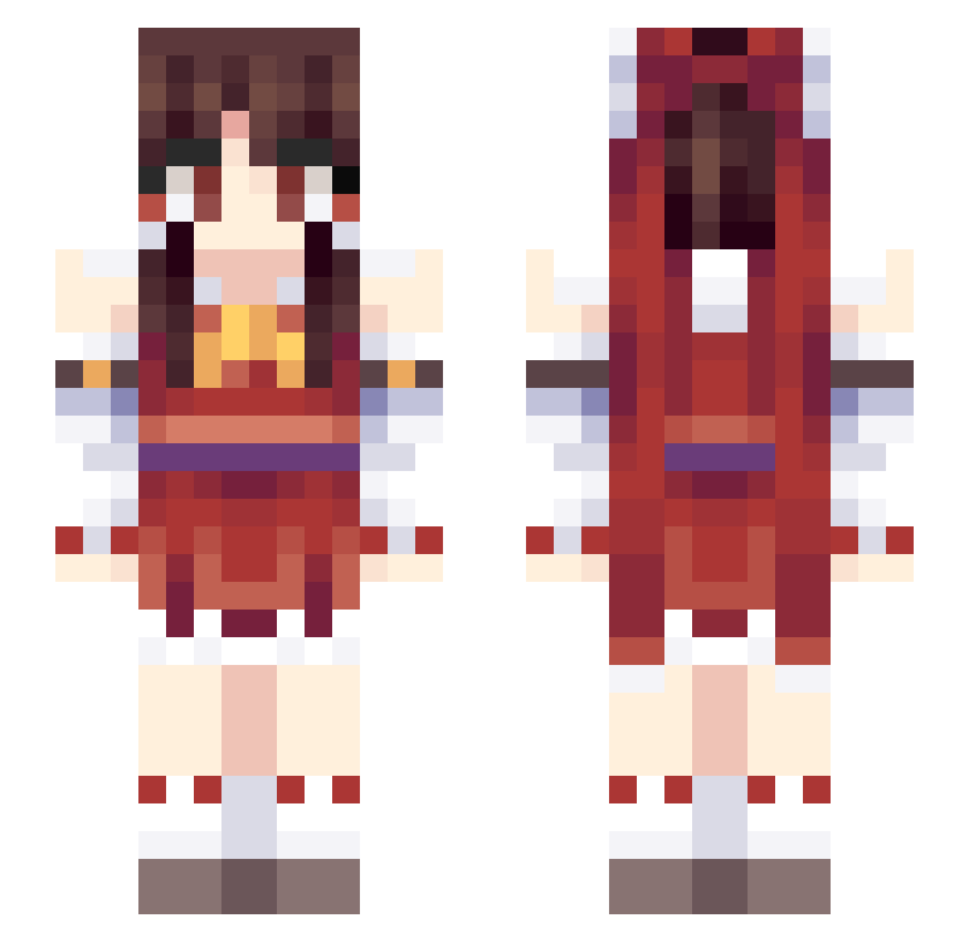77ruk Minecraft skin, front and back view