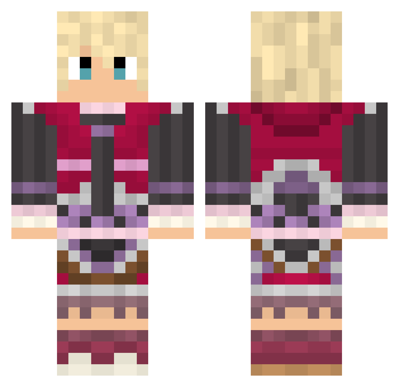 luisxxor Minecraft skin, front and back view
