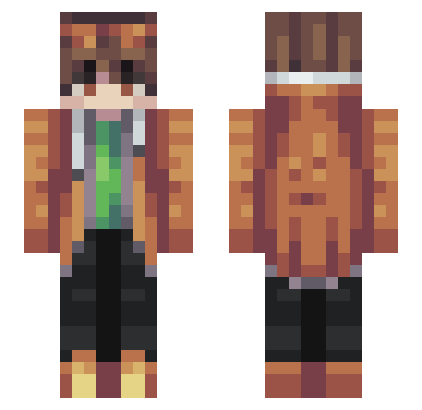 Rainyew Minecraft skin, front and back view