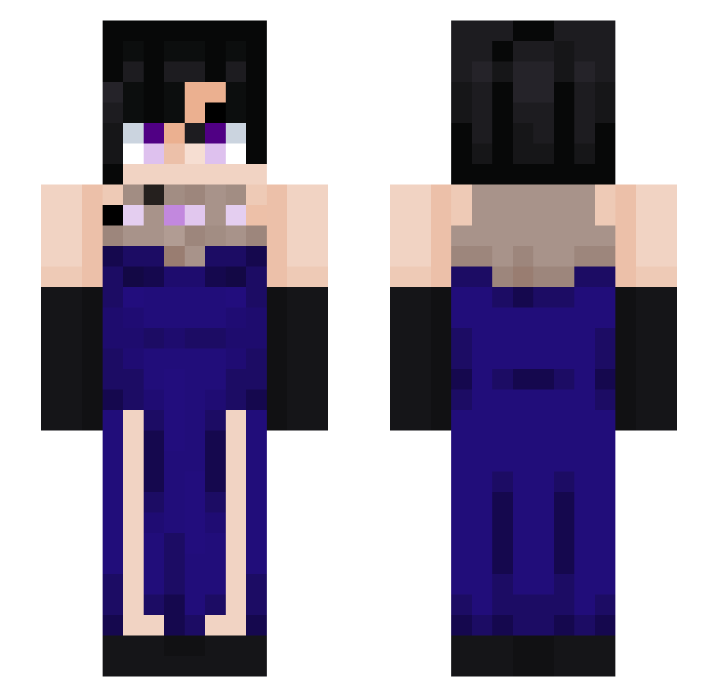 Olivia_Snow Minecraft skin, front and back view