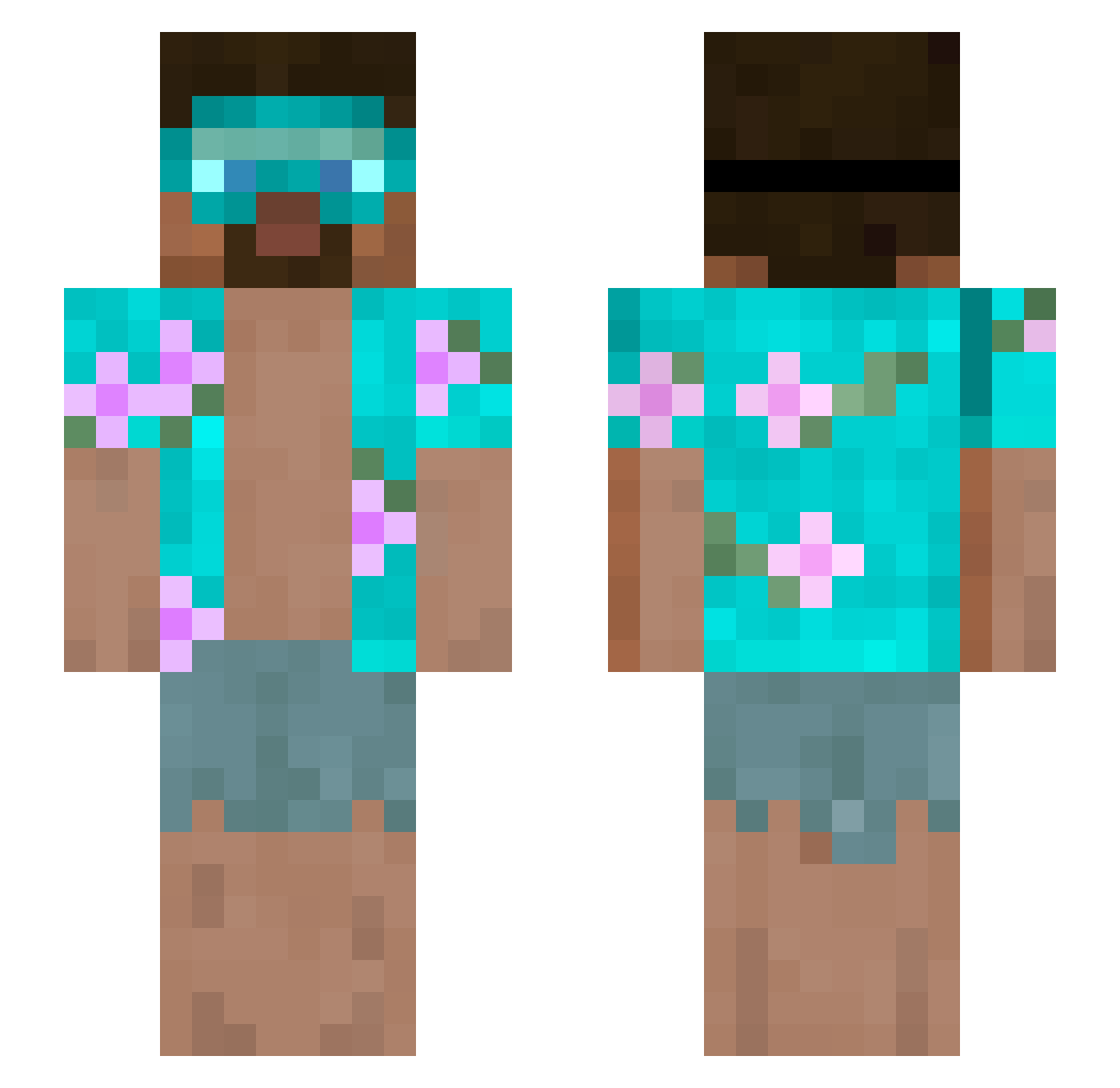 outluster Minecraft skin, front and back view