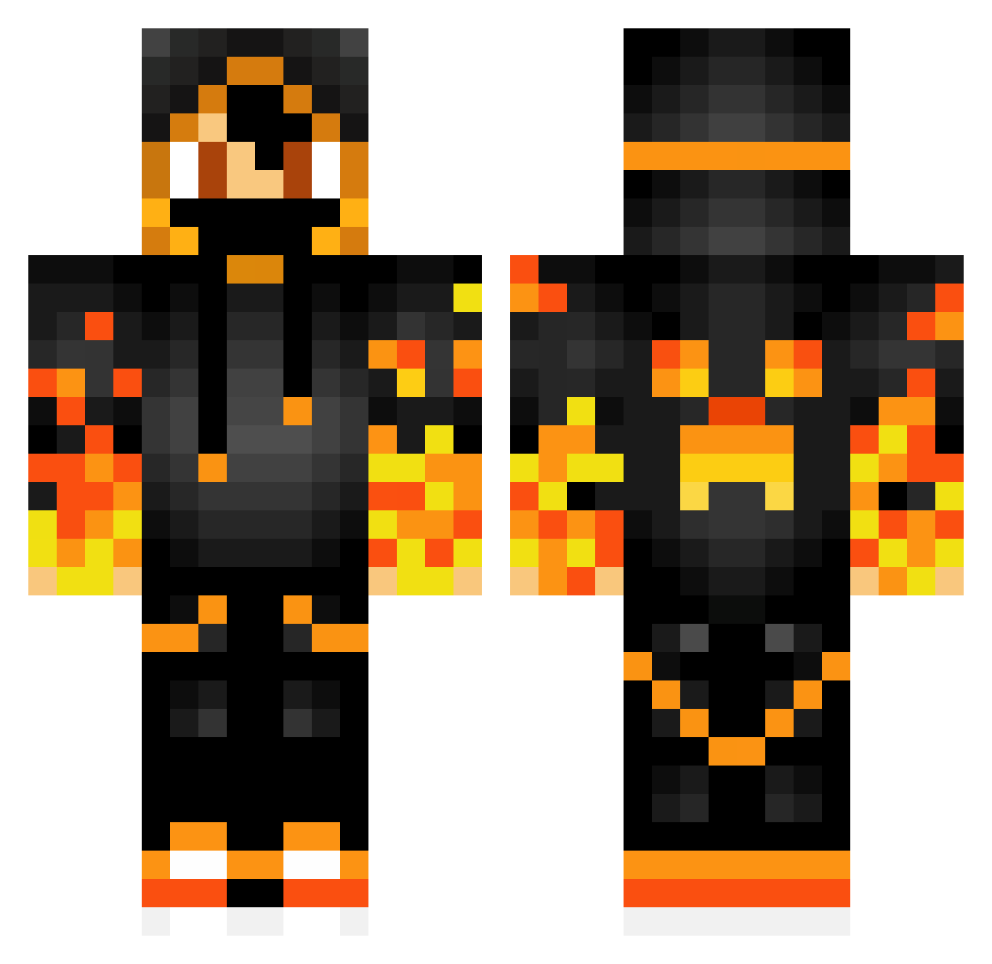 FlamerSparks Minecraft skin, front and back view