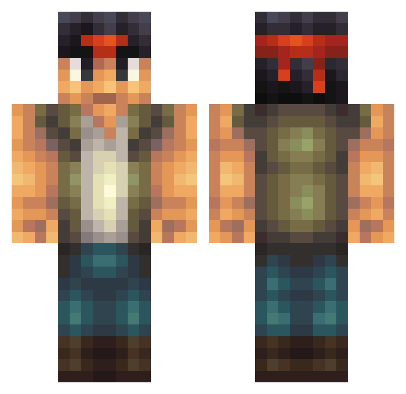 Spazbandicoot Minecraft skin, front and back view