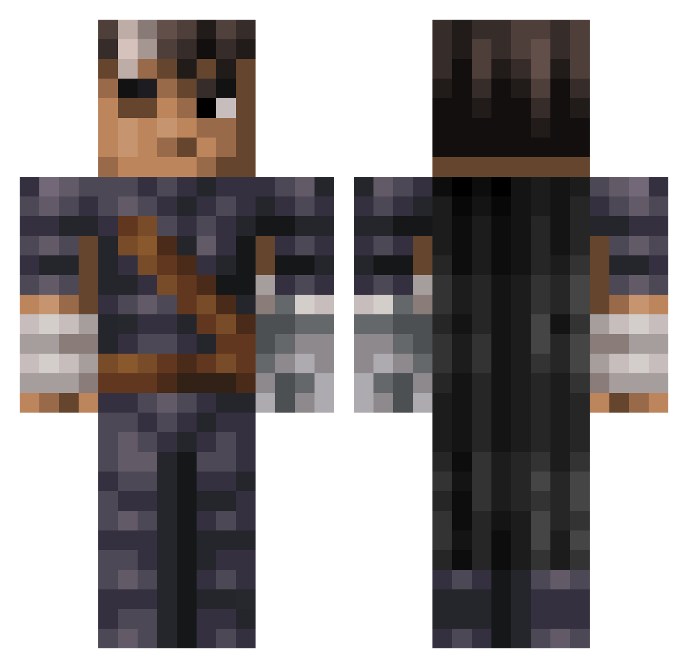 dzenshen Minecraft skin, front and back view