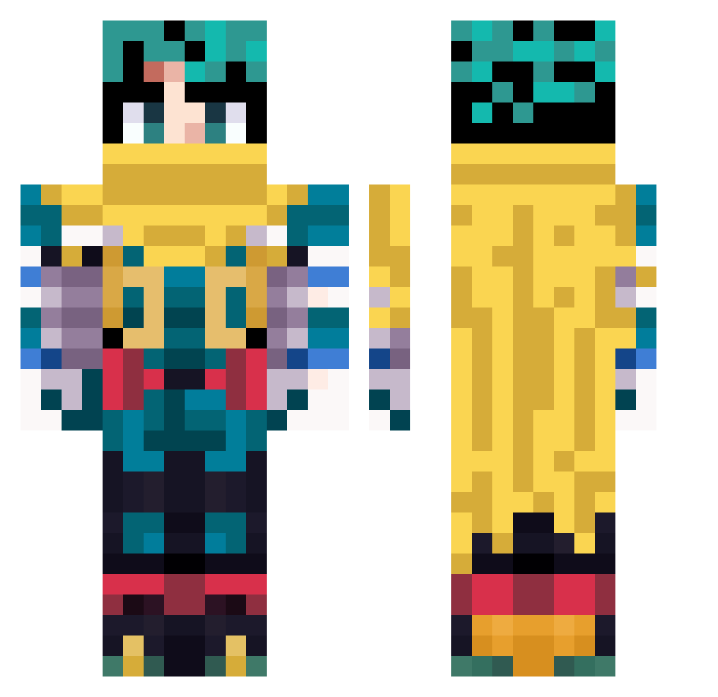 OverlordPotate Minecraft skin, front and back view