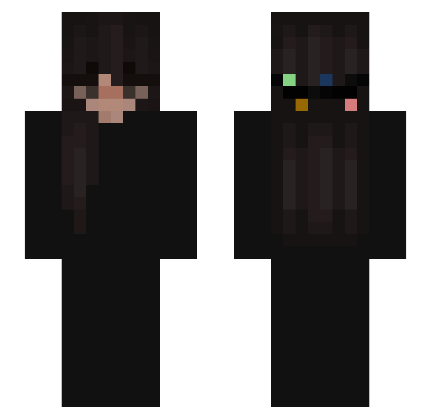 xrlc Minecraft skin, front and back view