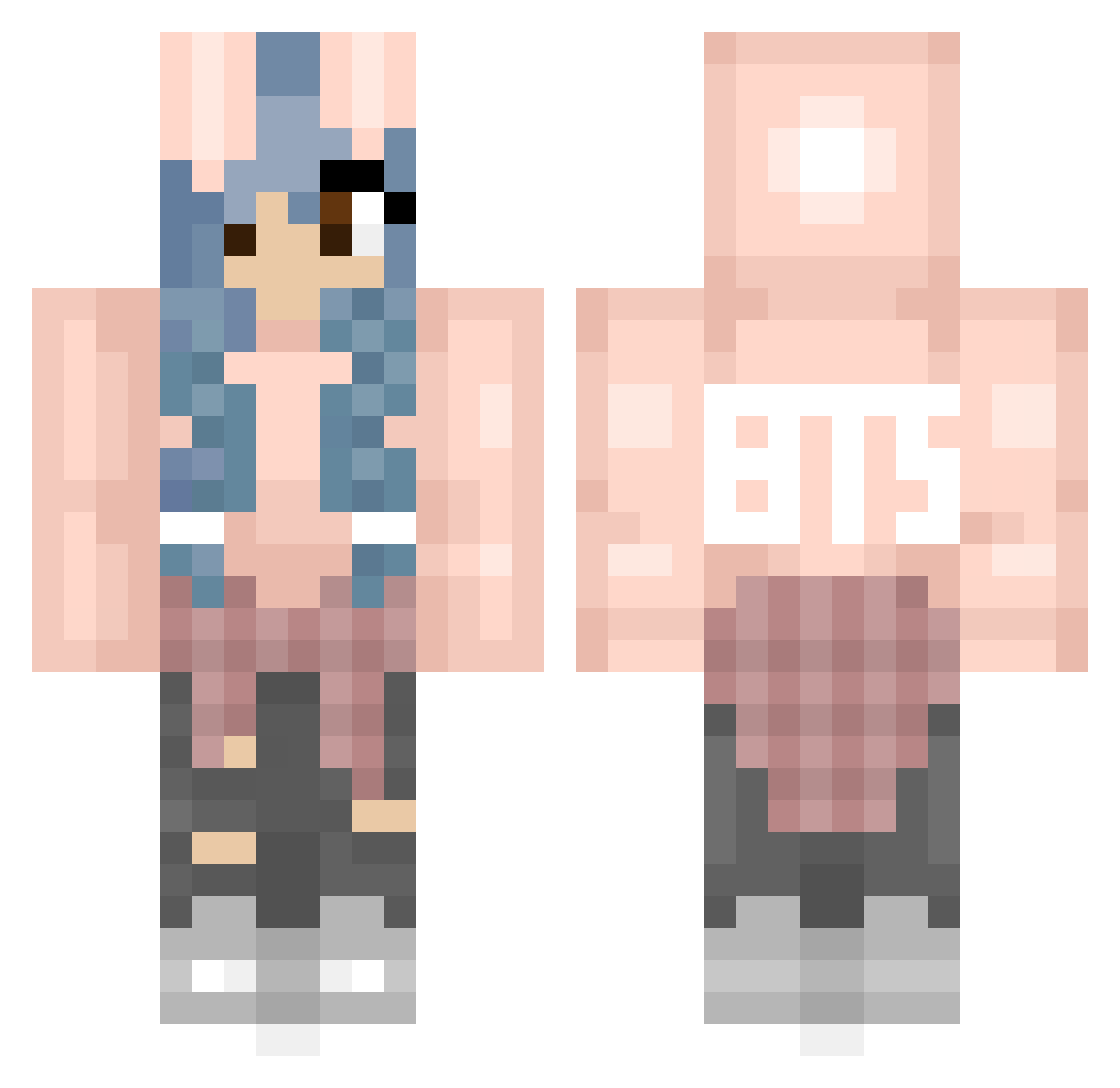 Bhizie Minecraft skin, front and back view