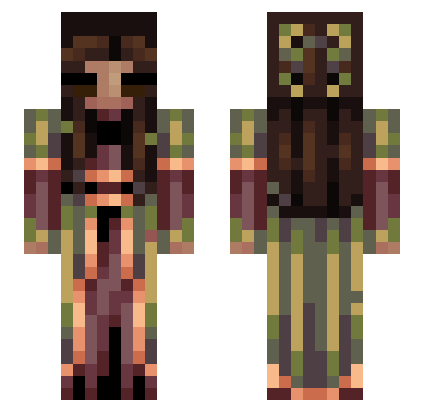 samcicle_rises Minecraft skin, front and back view