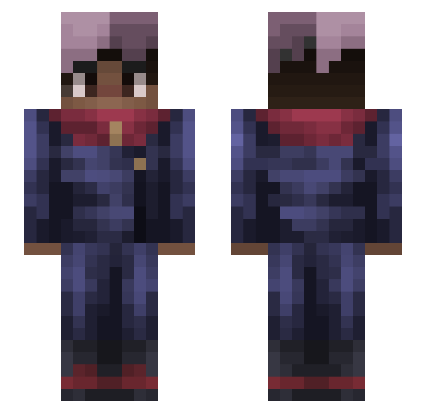 pu55ybacon Minecraft skin, front and back view