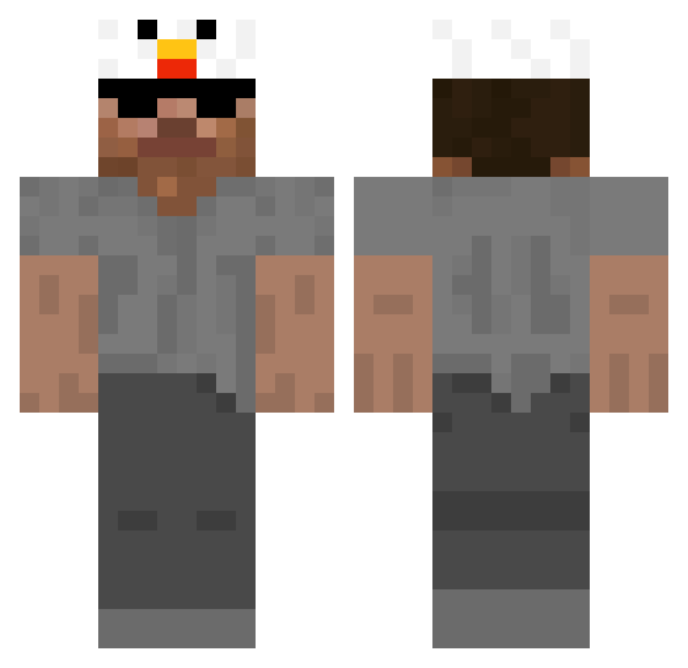 Sp1derbot Minecraft skin, front and back view