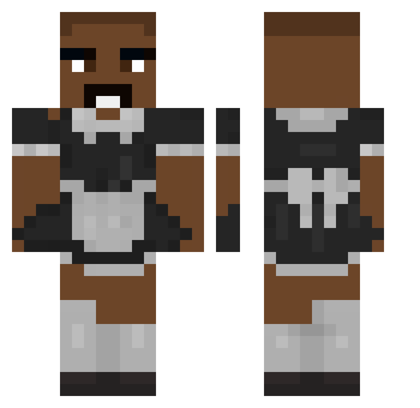Jackals3010 Minecraft skin, front and back view