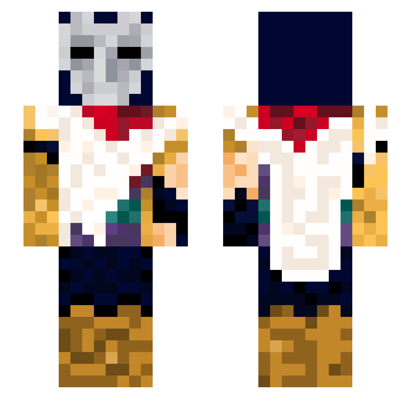 Pytoniasty Minecraft skin, front and back view