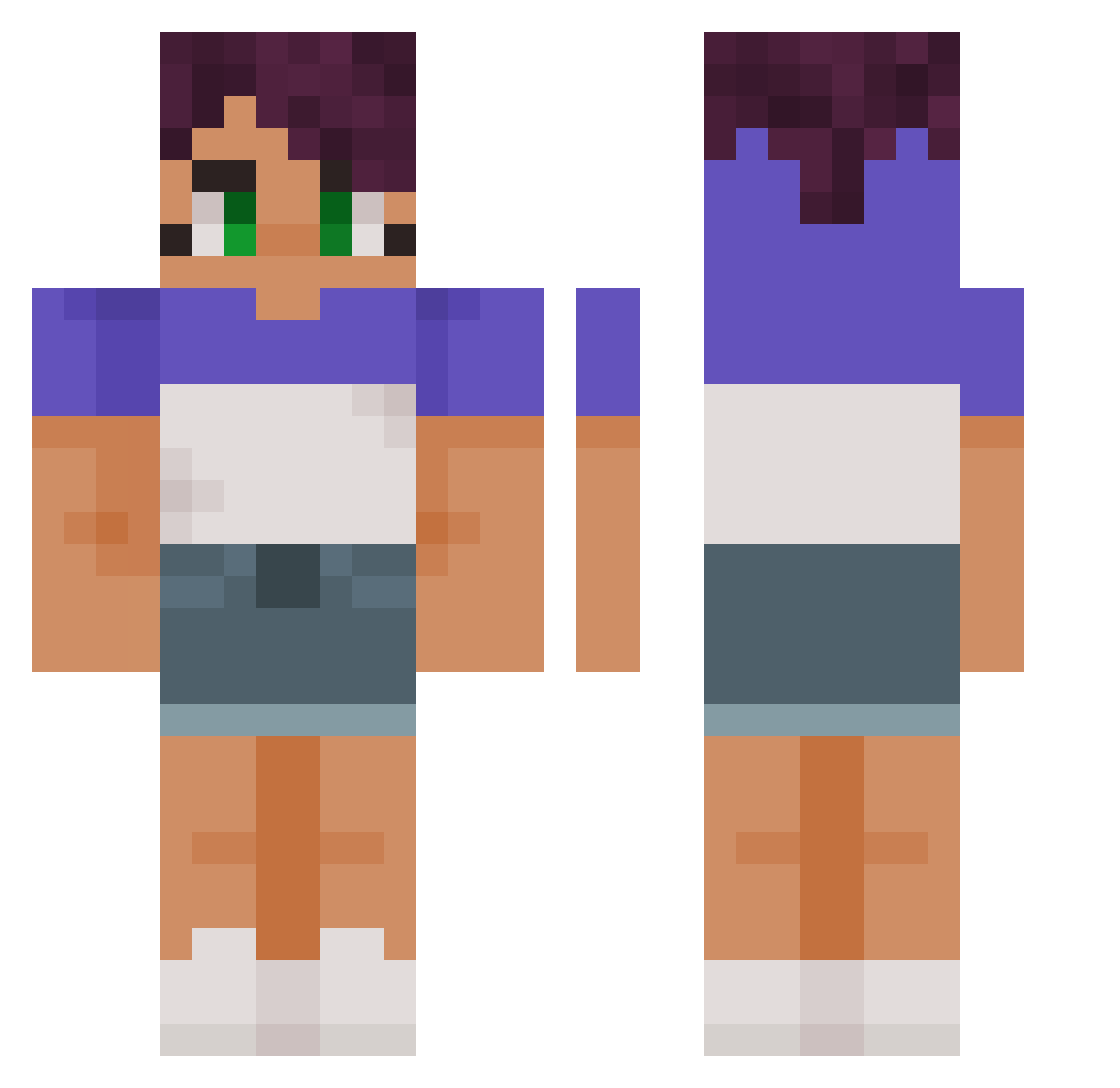 YanaDen Minecraft skin, front and back view