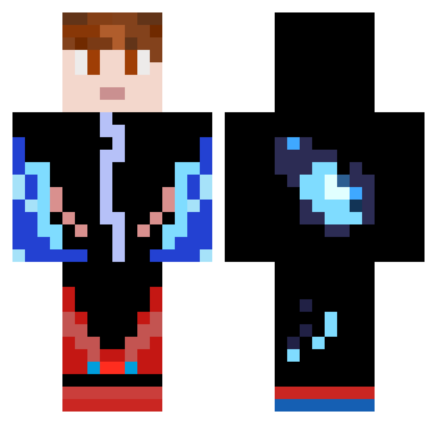 ItzColdieFlames Minecraft skin, front and back view