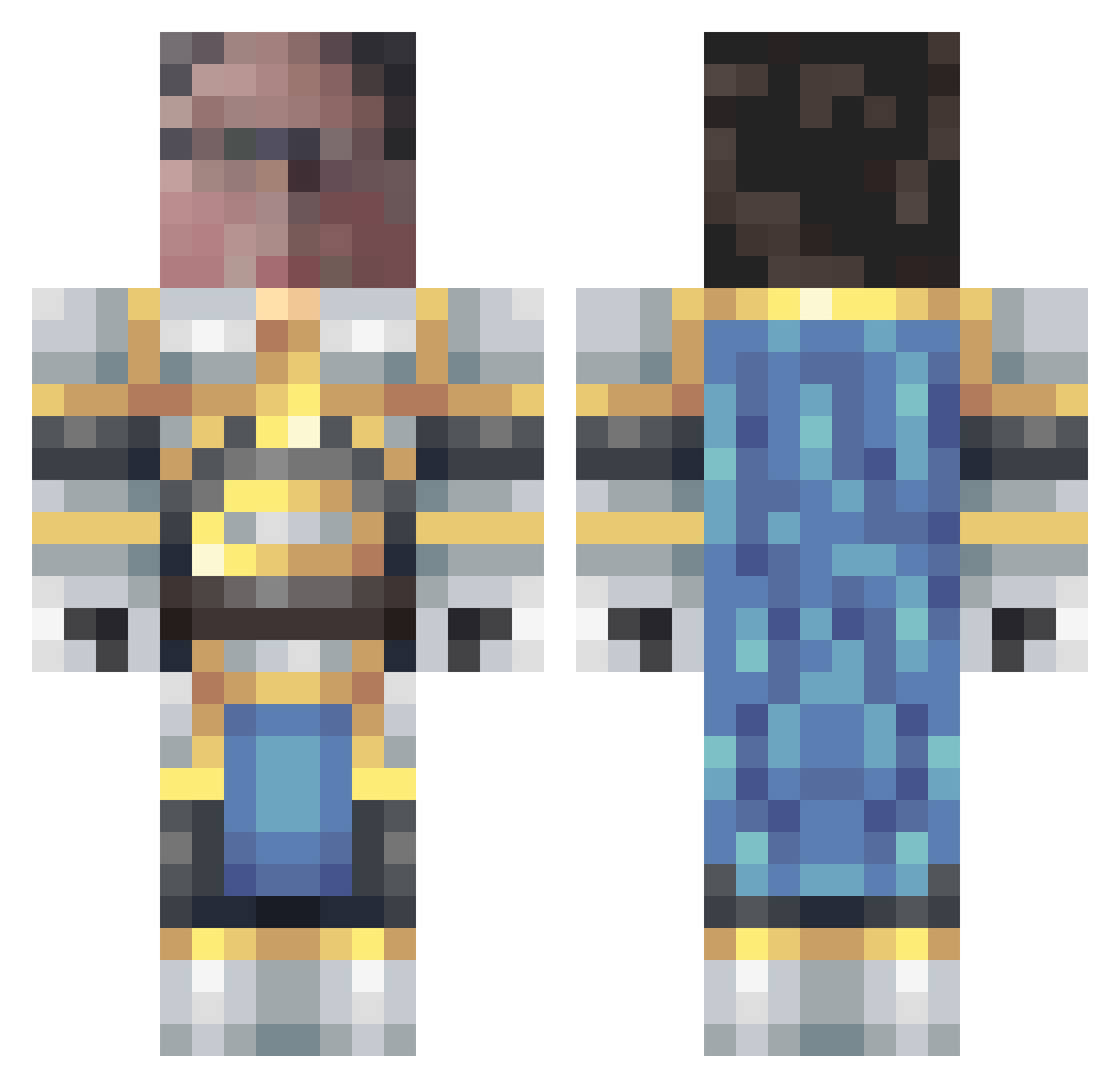 10goldpots Minecraft skin, front and back view