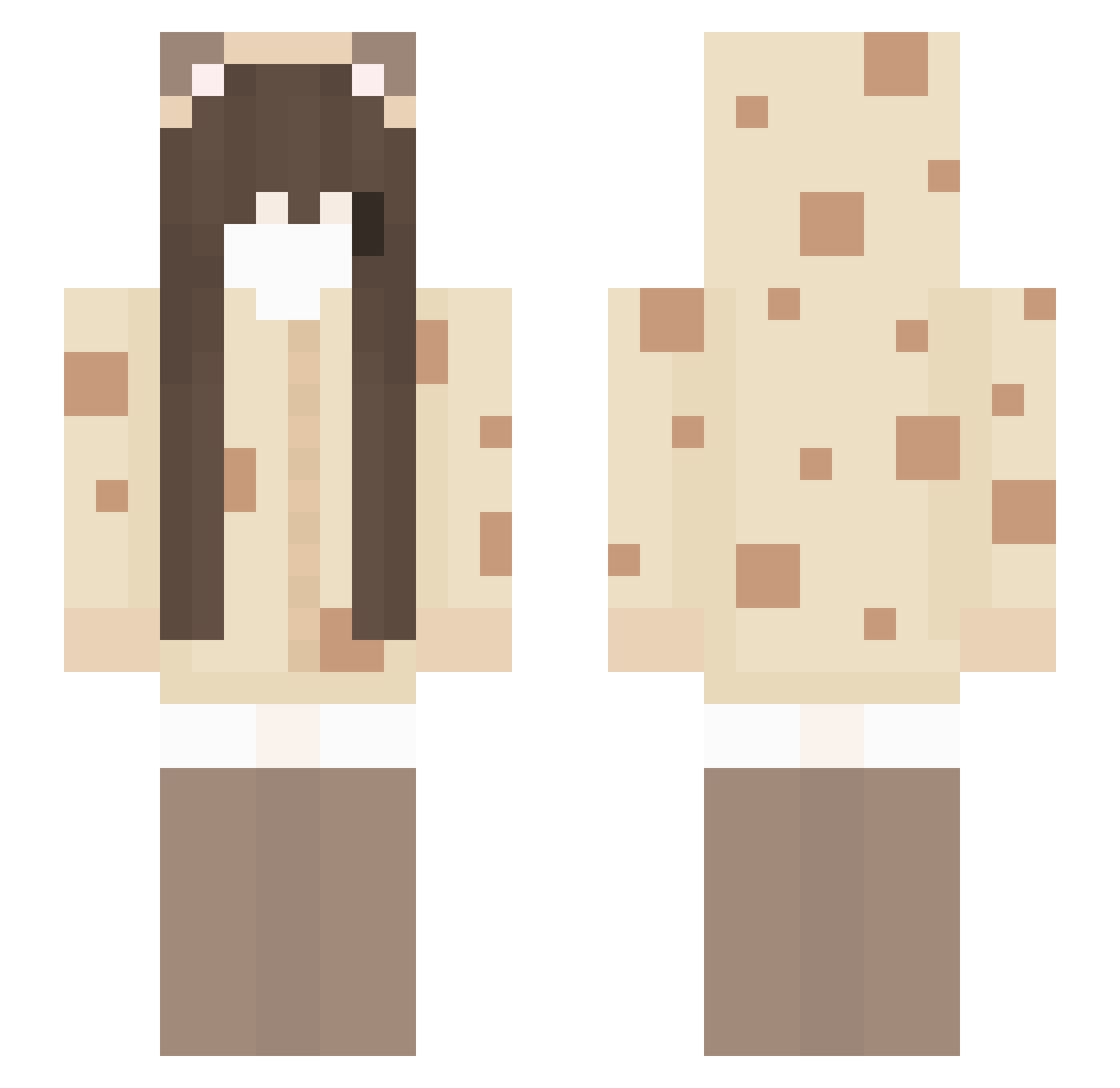 PebbleKiss Minecraft skin, front and back view
