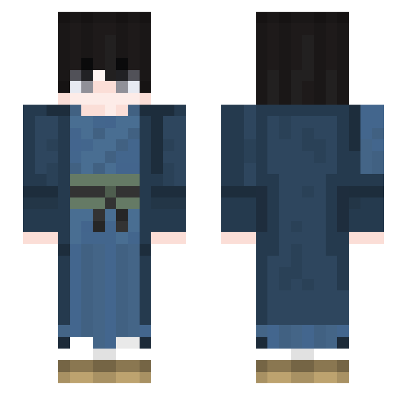 BoredTanuki Minecraft skin, front and back view