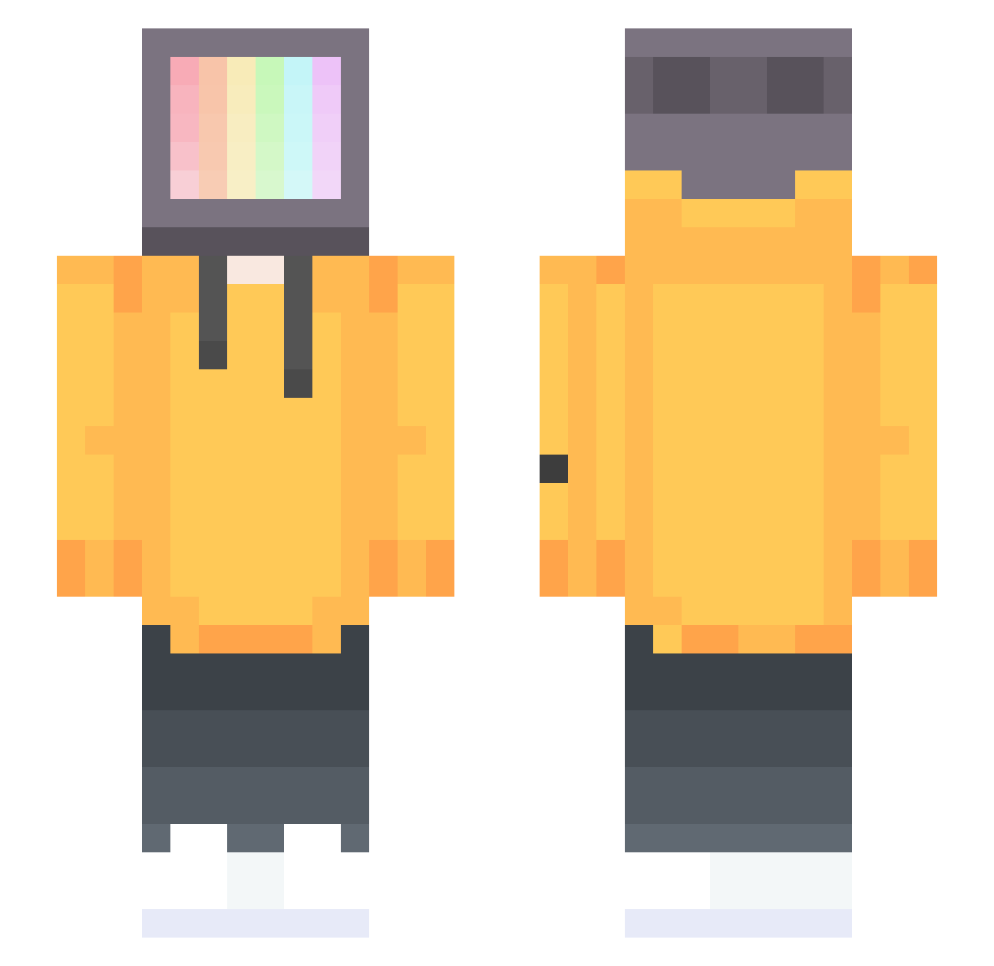 Raichuiuiuiui Minecraft skin, front and back view