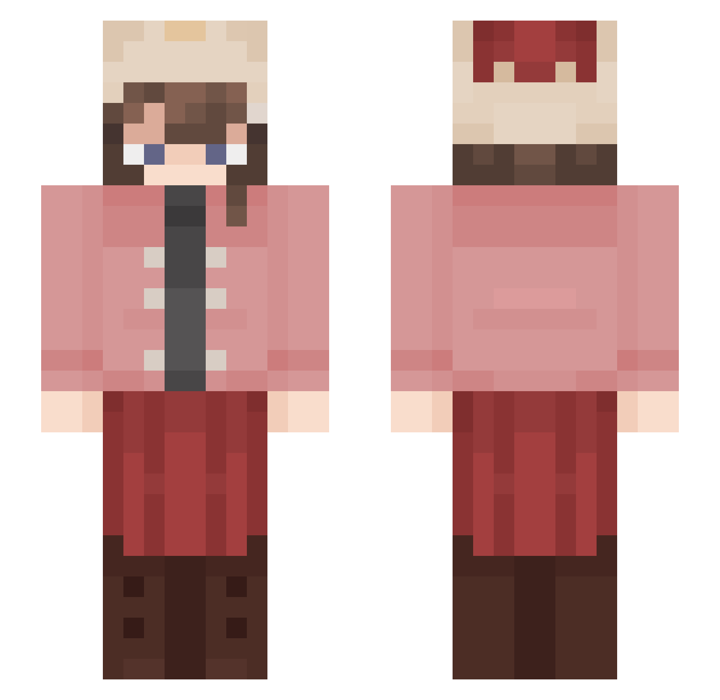 ANT1HUM4N Minecraft skin, front and back view