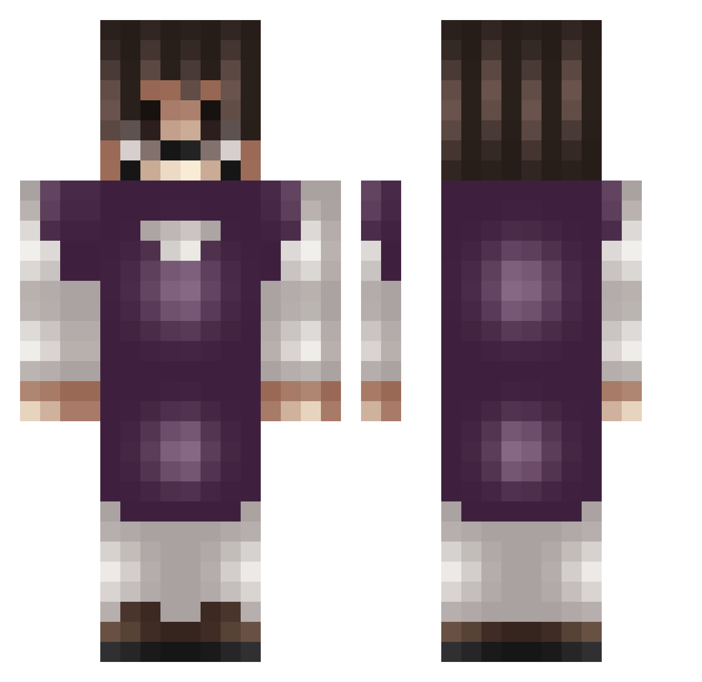 Silent_Riestex Minecraft skin, front and back view