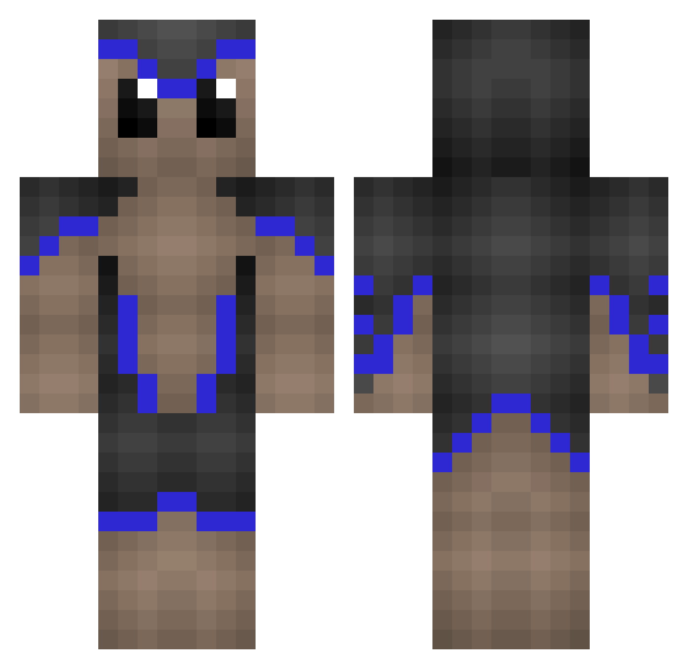 L3X1_V2 Minecraft skin, front and back view