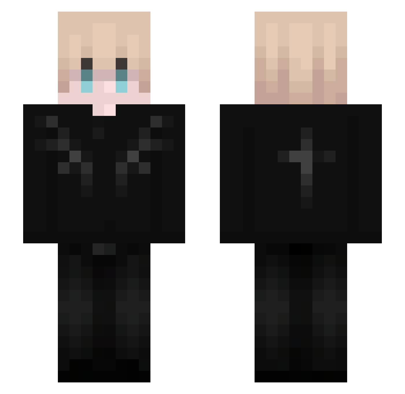 Muxphy Minecraft skin, front and back view
