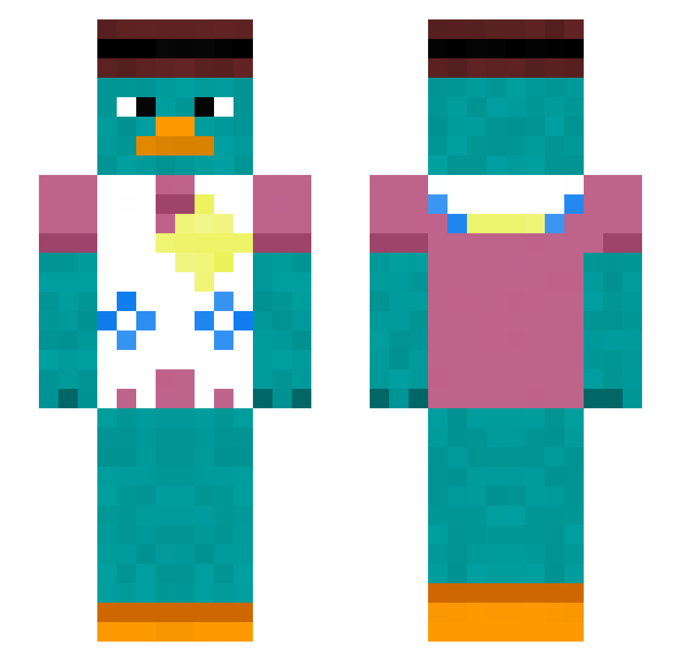 PearLLCBanker Minecraft skin, front and back view