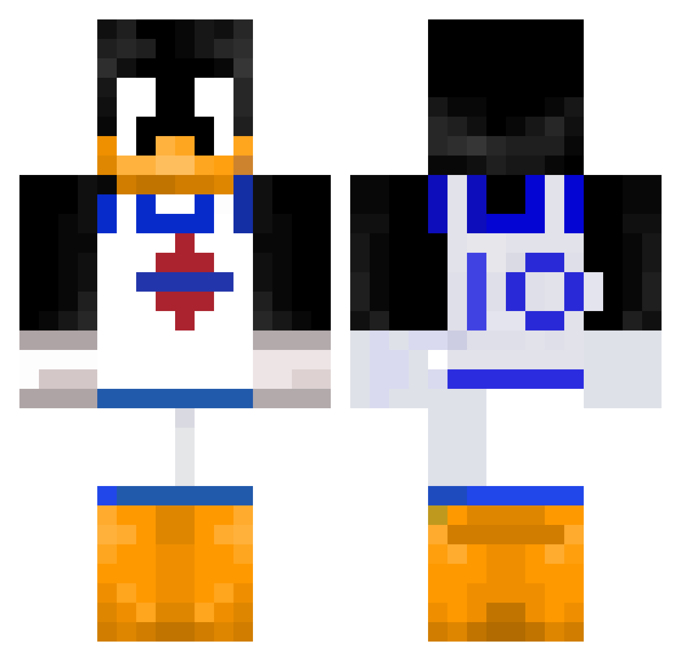 Fields Minecraft skin, front and back view