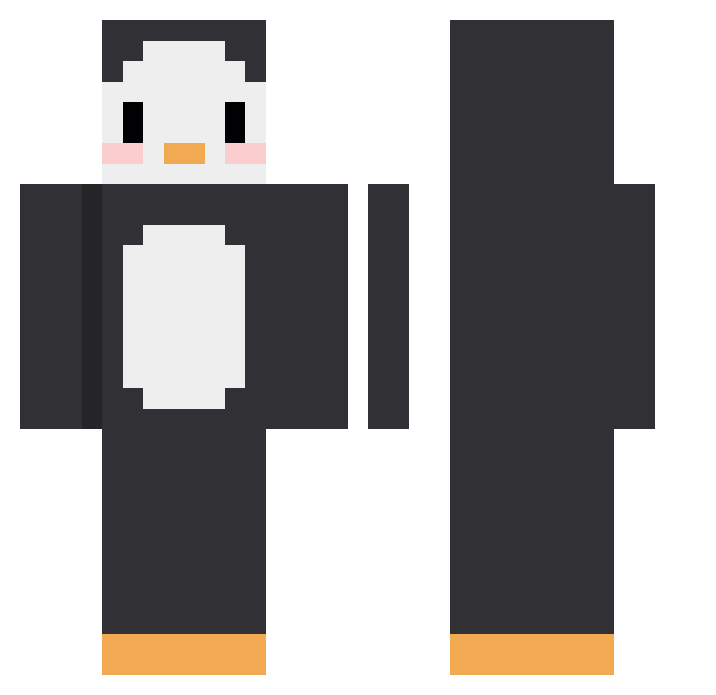 VirgiinTouch Minecraft skin, front and back view